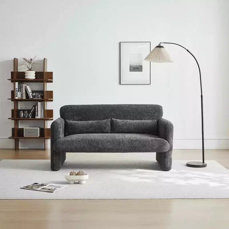 Canapé deux places en velours de 150 cm – Lit gigogne, coussins de soutien et poches latérales, sans outils