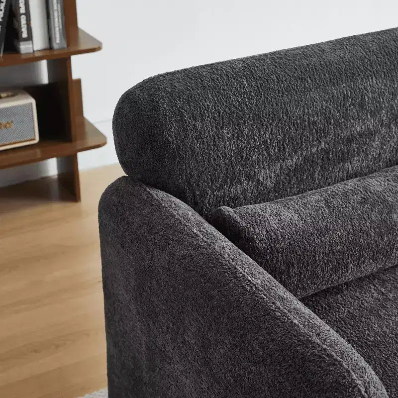 Canapé deux places en velours de 150 cm – Lit gigogne, coussins de soutien et poches latérales, sans outils