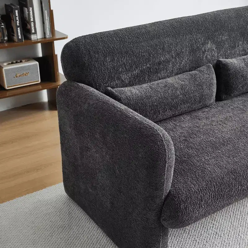 Canapé deux places en velours de 150 cm – Lit gigogne, coussins de soutien et poches latérales, sans outils
