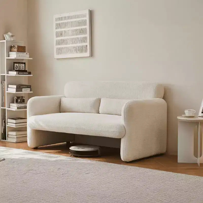 Canapé deux places en velours de 150 cm – Lit gigogne, coussins de soutien et poches latérales, sans outils