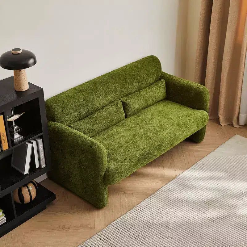 Canapé deux places en velours de 150 cm – Lit gigogne, coussins de soutien et poches latérales, sans outils