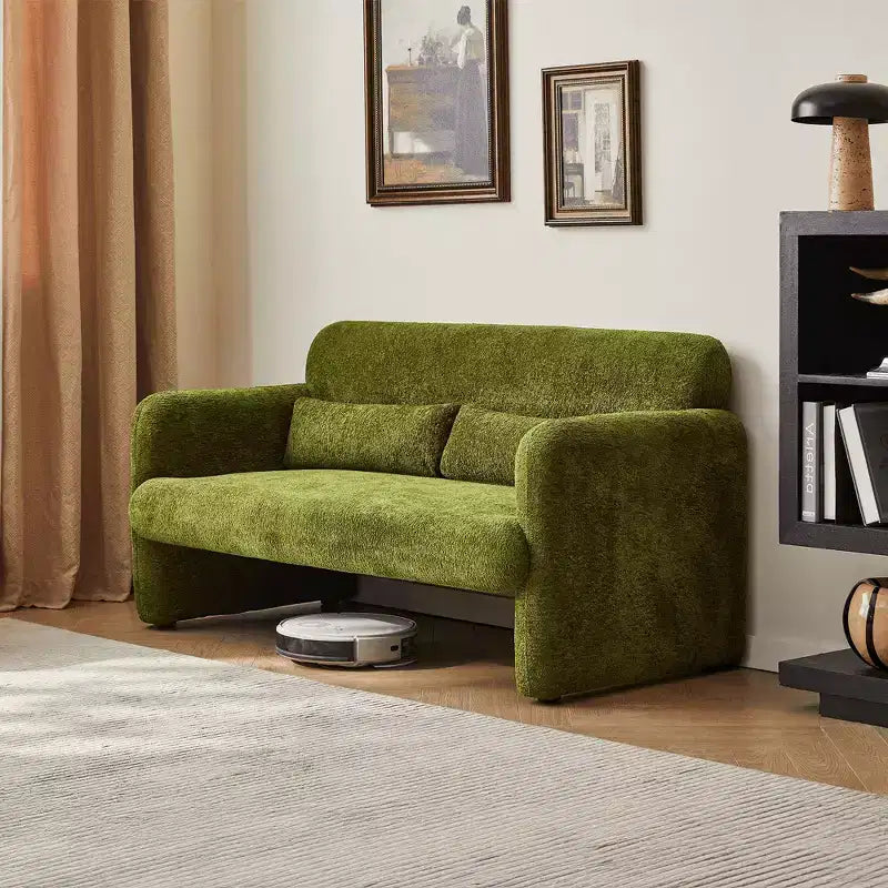 Canapé deux places en velours de 150 cm – Lit gigogne, coussins de soutien et poches latérales, sans outils