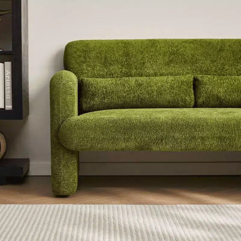 Canapé deux places en velours de 150 cm – Lit gigogne, coussins de soutien et poches latérales, sans outils