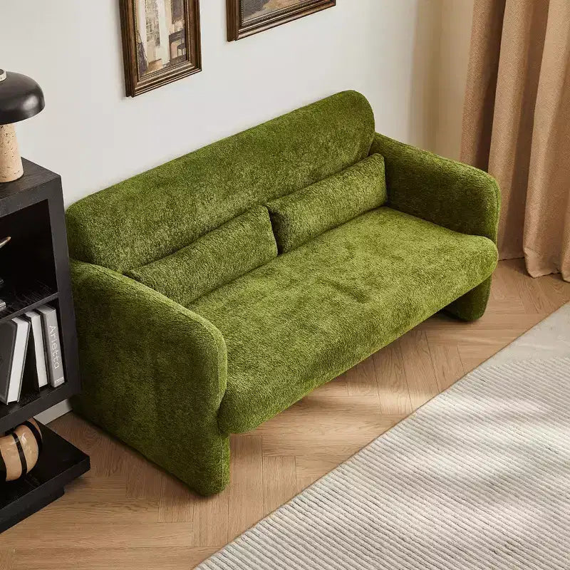 Canapé deux places en velours de 150 cm – Lit gigogne, coussins de soutien et poches latérales, sans outils