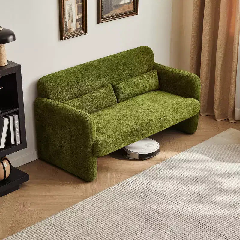 Canapé deux places en velours de 150 cm – Lit gigogne, coussins de soutien et poches latérales, sans outils