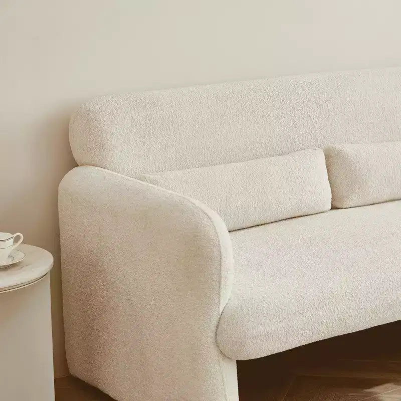 Canapé deux places en velours de 150 cm – Lit gigogne, coussins de soutien et poches latérales, sans outils