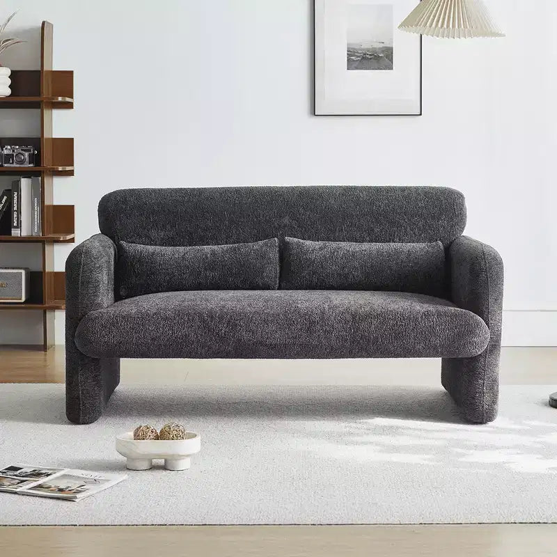 Canapé deux places en velours de 150 cm – Lit gigogne, coussins de soutien et poches latérales, sans outils
