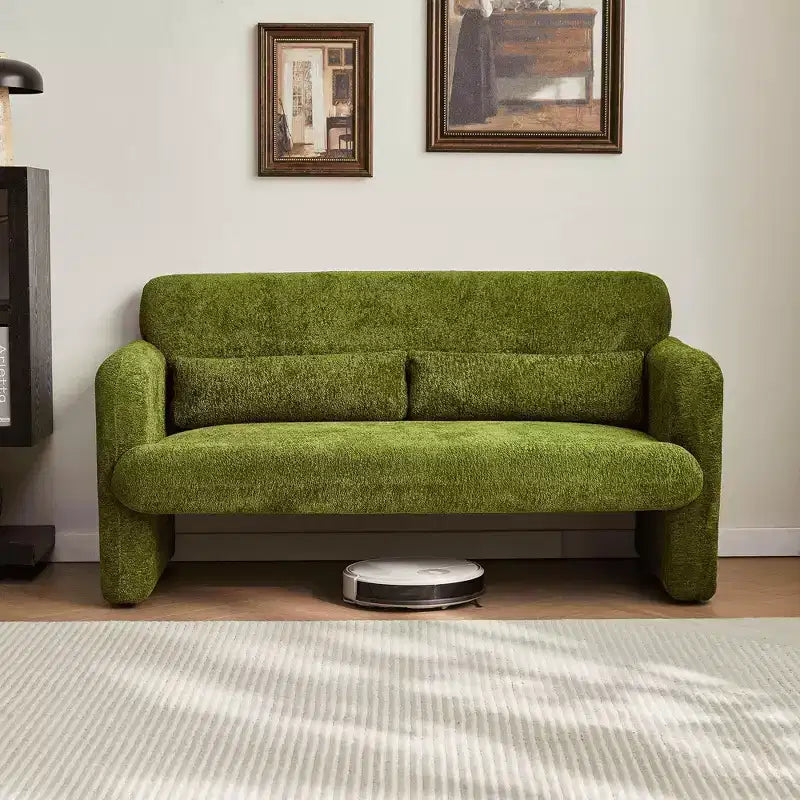 Canapé deux places en velours de 150 cm – Lit gigogne, coussins de soutien et poches latérales, sans outils