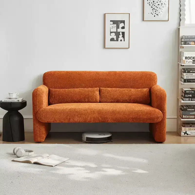 Canapé deux places en velours de 150 cm – Lit gigogne, coussins de soutien et poches latérales, sans outils
