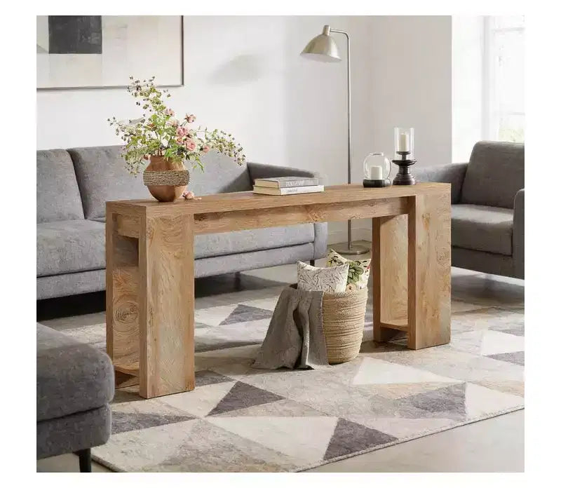 Table d'appoint en bois de ferme – Table de chevet rustique avec rangement, 70,87 po (L), Marron