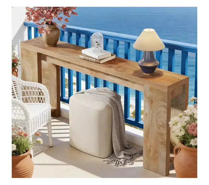 Table d'appoint en bois de ferme – Table de chevet rustique avec rangement, 70,87 po (L), Marron