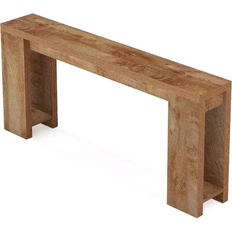Table d'appoint en bois de ferme – Table de chevet rustique avec rangement, 70,87 po (L), Marron