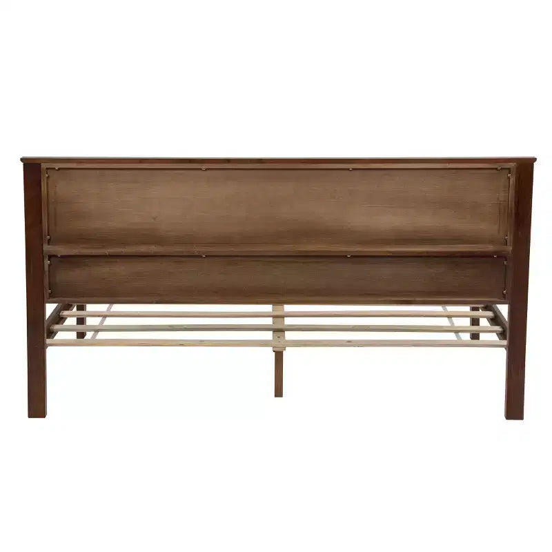 Lit plate-forme queen de ferme – Tête de lit, banc de rangement au pied de lit et 2 tiroirs