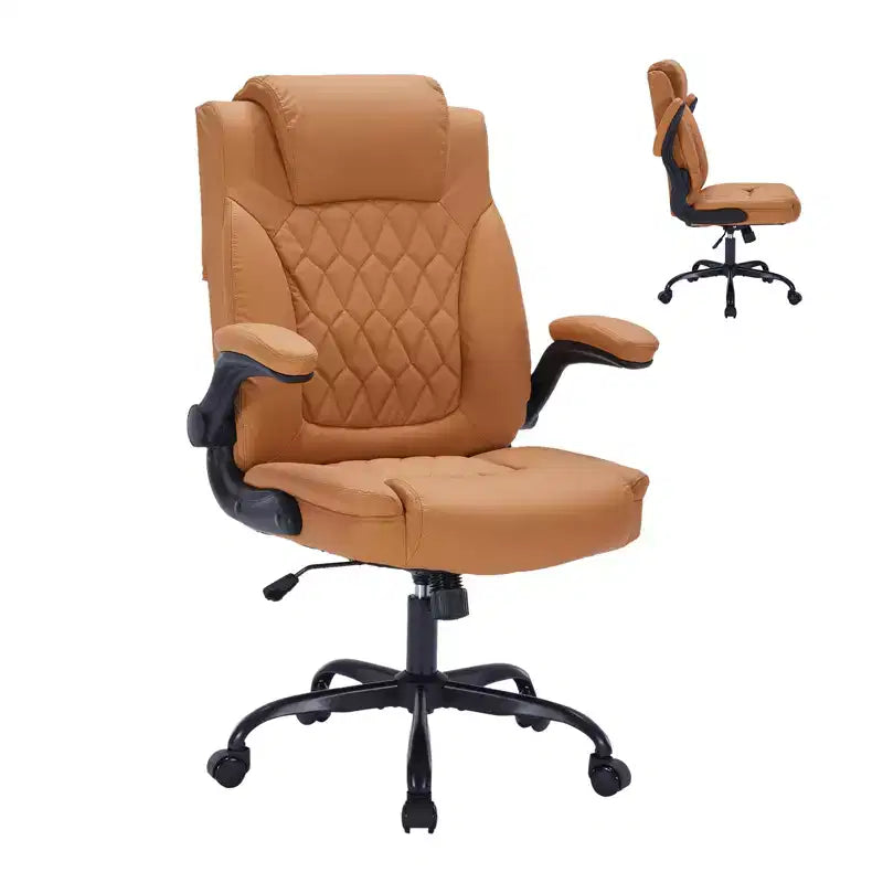 Fauteuil de bureau ergonomique robuste – 350 lb, cuir PU, support lombaire et accoudoirs relevables