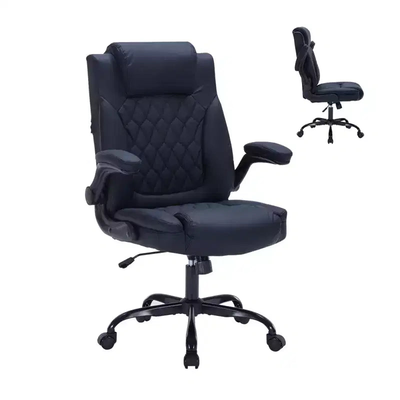 Fauteuil de bureau ergonomique robuste – 350 lb, cuir PU, support lombaire et accoudoirs relevables