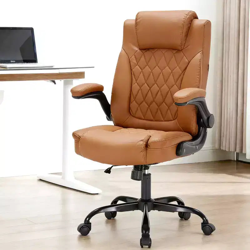 Fauteuil de bureau ergonomique robuste – 350 lb, cuir PU, support lombaire et accoudoirs relevables