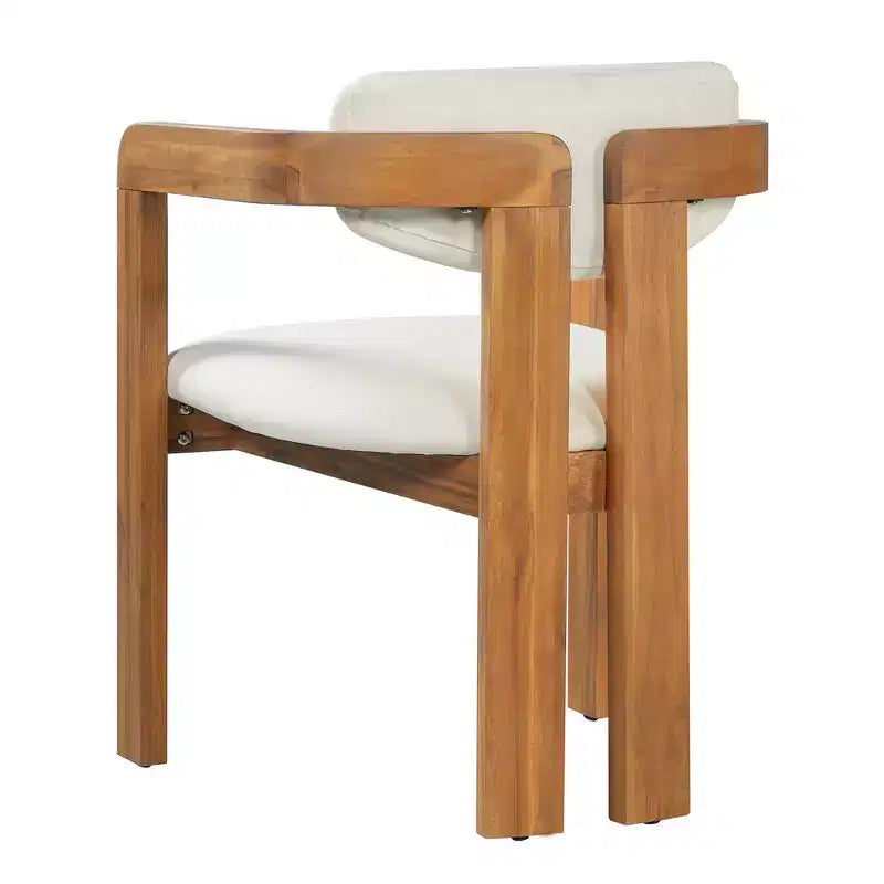Lot de 2 chaises de salle à manger d'extérieur Whisen, chaises de salle à manger de patio avec accoudoirs, chaises de jardin modernes en bois d'acacia avec coussins, design ergonomique