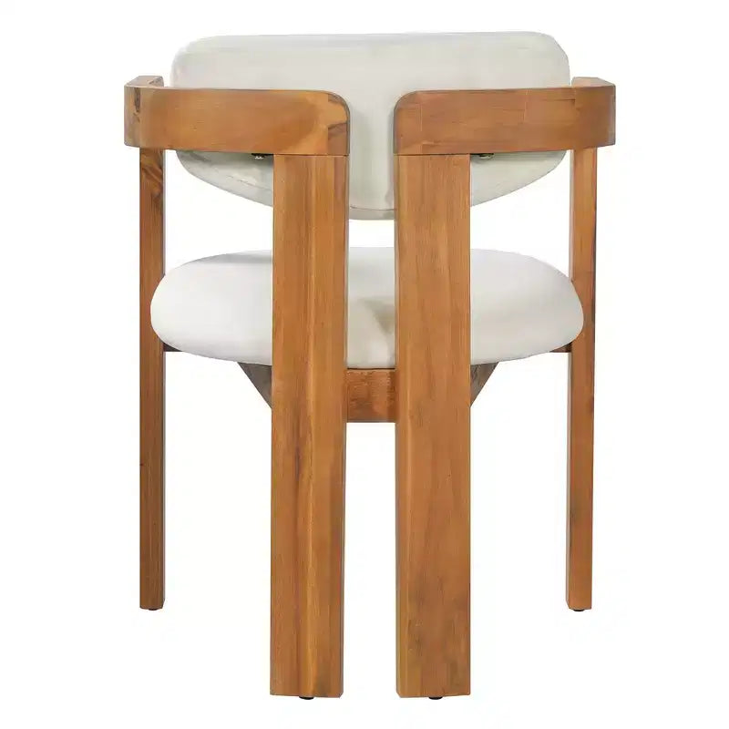 Lot de 2 chaises de salle à manger d'extérieur Whisen, chaises de salle à manger de patio avec accoudoirs, chaises de jardin modernes en bois d'acacia avec coussins, design ergonomique