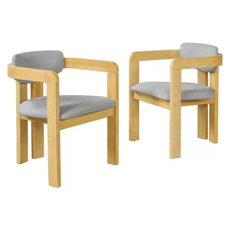 Lot de 2 chaises de salle à manger d'extérieur Whisen, chaises de salle à manger de patio avec accoudoirs, chaises de jardin modernes en bois d'acacia avec coussins, design ergonomique