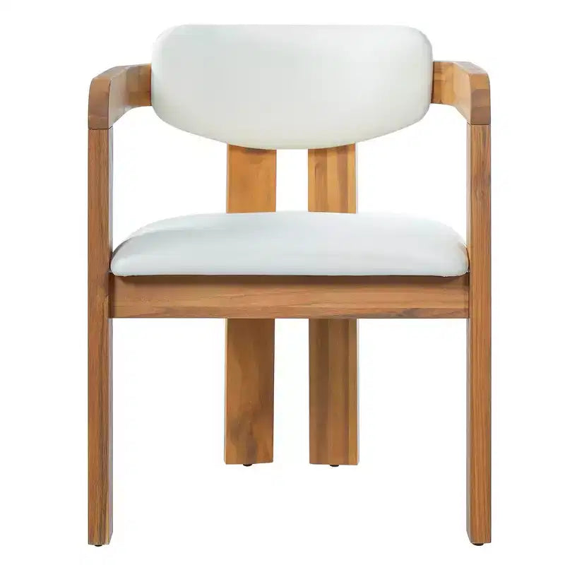 Lot de 2 chaises de salle à manger d'extérieur Whisen, chaises de salle à manger de patio avec accoudoirs, chaises de jardin modernes en bois d'acacia avec coussins, design ergonomique