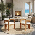 Whisen Outdoor Dining Chair Set of 2, Patio Dining Armrest Chair, Modern Acacia Wood Garden Chairs with Cushions, Ergonomic Design
