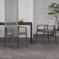Set of 2 Outdoor Aluminum Rope Dining Chairs with Cushion, Patio Armchairs for Backyard Poolside