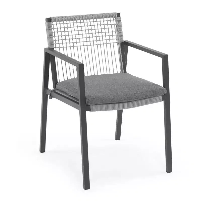Ensemble de 2 chaises de salle à manger d'extérieur en aluminium tressé avec coussin, fauteuils de patio pour bord de piscine