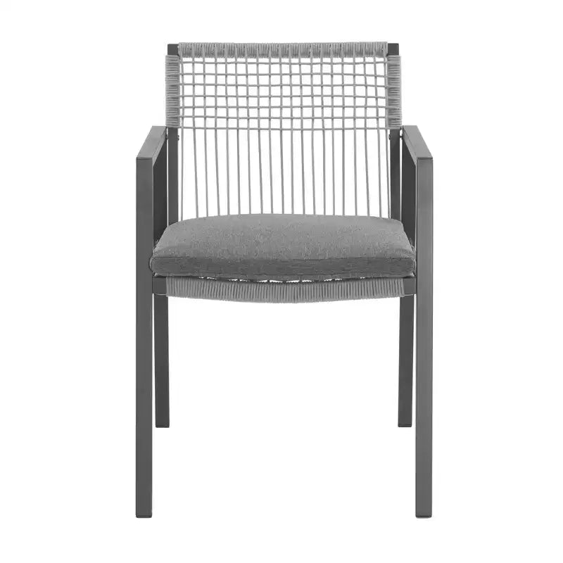 Ensemble de 2 chaises de salle à manger d'extérieur en aluminium tressé avec coussin, fauteuils de patio pour bord de piscine