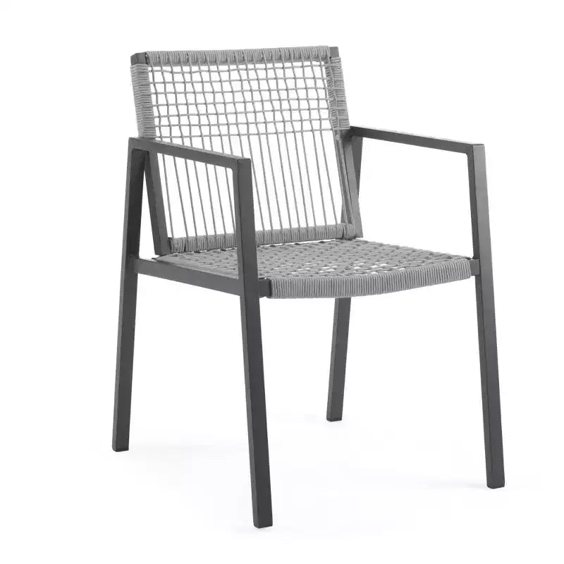 Ensemble de 2 chaises de salle à manger d'extérieur en aluminium tressé avec coussin, fauteuils de patio pour bord de piscine