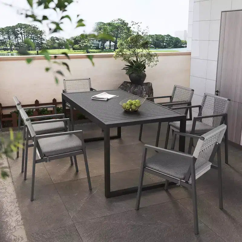 Ensemble de 2 chaises de salle à manger d'extérieur en aluminium tressé avec coussin, fauteuils de patio pour bord de piscine