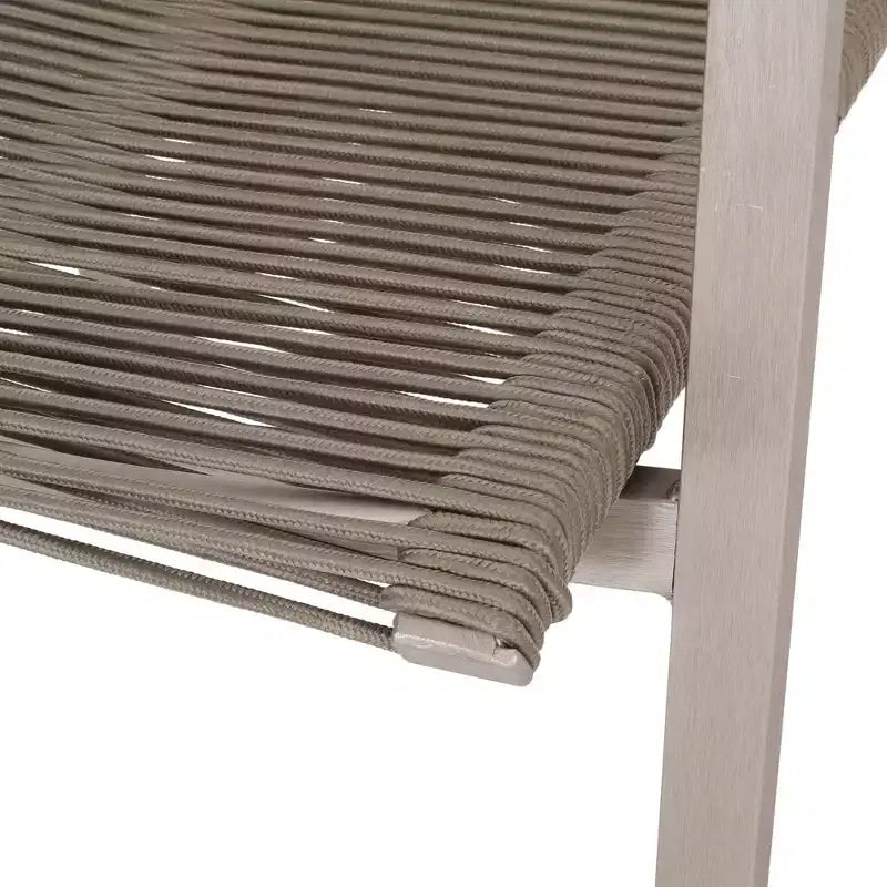 Lot de 2 chaises de salle à manger d'extérieur en corde d'aluminium, argent et taupe, fauteuils de patio pour bord de piscine de jardin