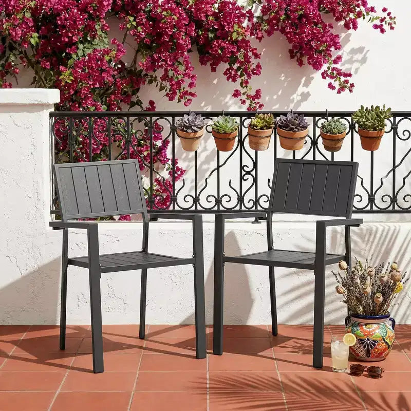 GDFStudio Silas Chaise de salle à manger d'extérieur moderne ergonomique en métal, lot de 2
