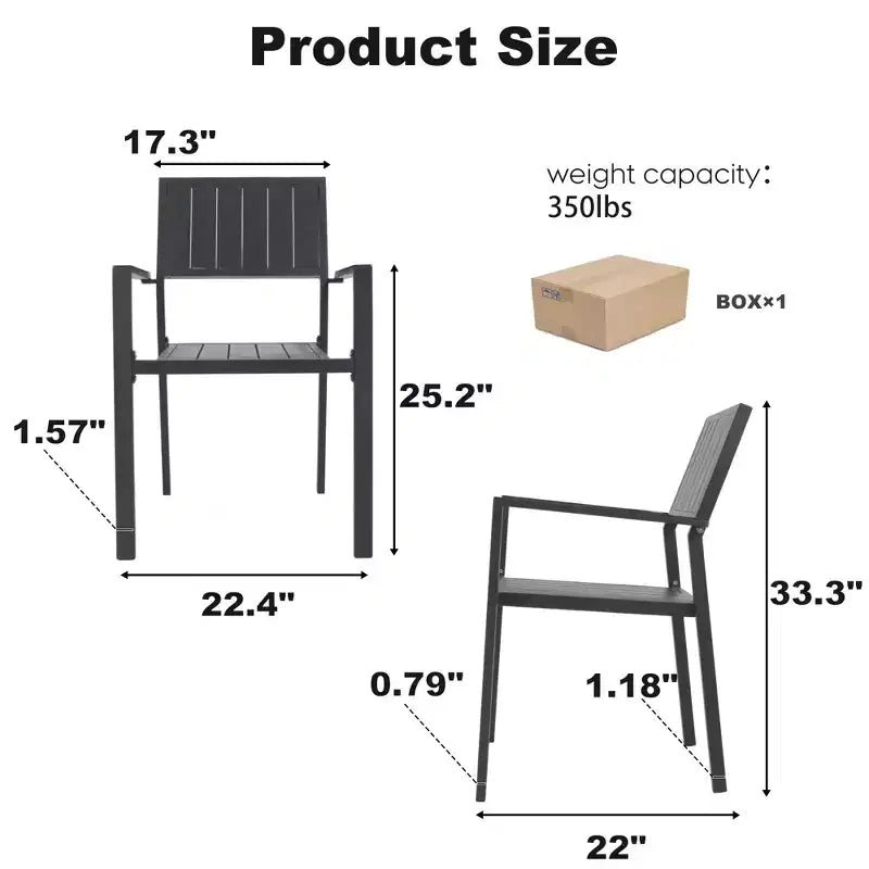 GDFStudio Silas Chaise de salle à manger d'extérieur moderne ergonomique en métal, lot de 2