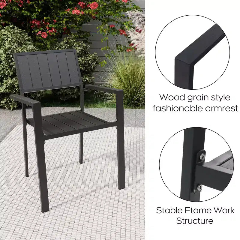 GDFStudio Silas Chaise de salle à manger d'extérieur moderne ergonomique en métal, lot de 2