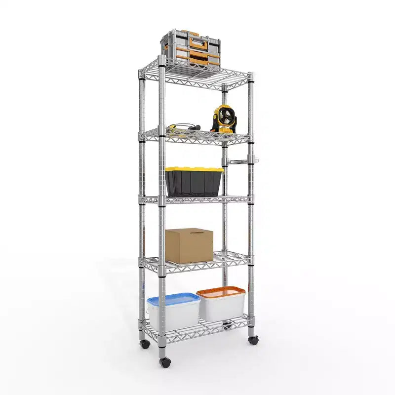 5971.8 Rolling Garage Shelving Unit, 4-Tier Wire Storage Shelves with Wheels, 2640LBS Load Industrial Rack