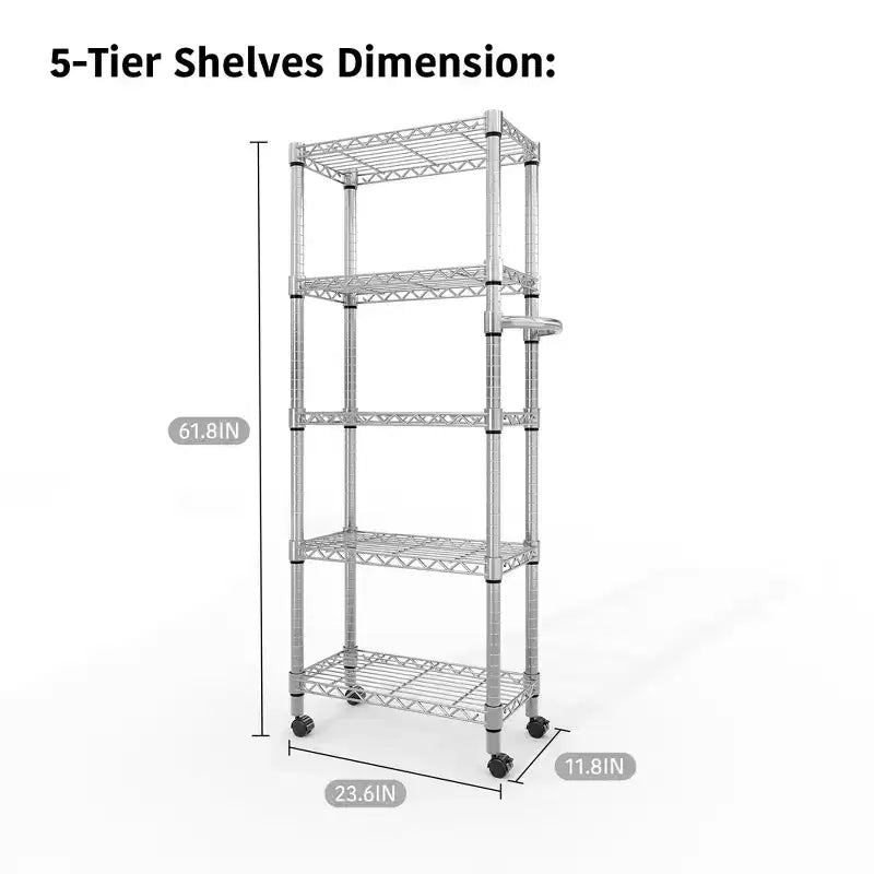 Étagère de garage roulante à 4 niveaux en fil métallique – 2640 livres, 59"L x 71,8"H, Rack industriel