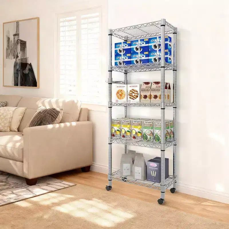 Étagère de garage roulante à 4 niveaux en fil métallique – 2640 livres, 59"L x 71,8"H, Rack industriel