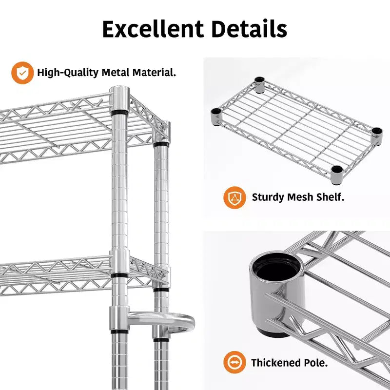 Étagère de garage roulante à 4 niveaux en fil métallique – 2640 livres, 59"L x 71,8"H, Rack industriel