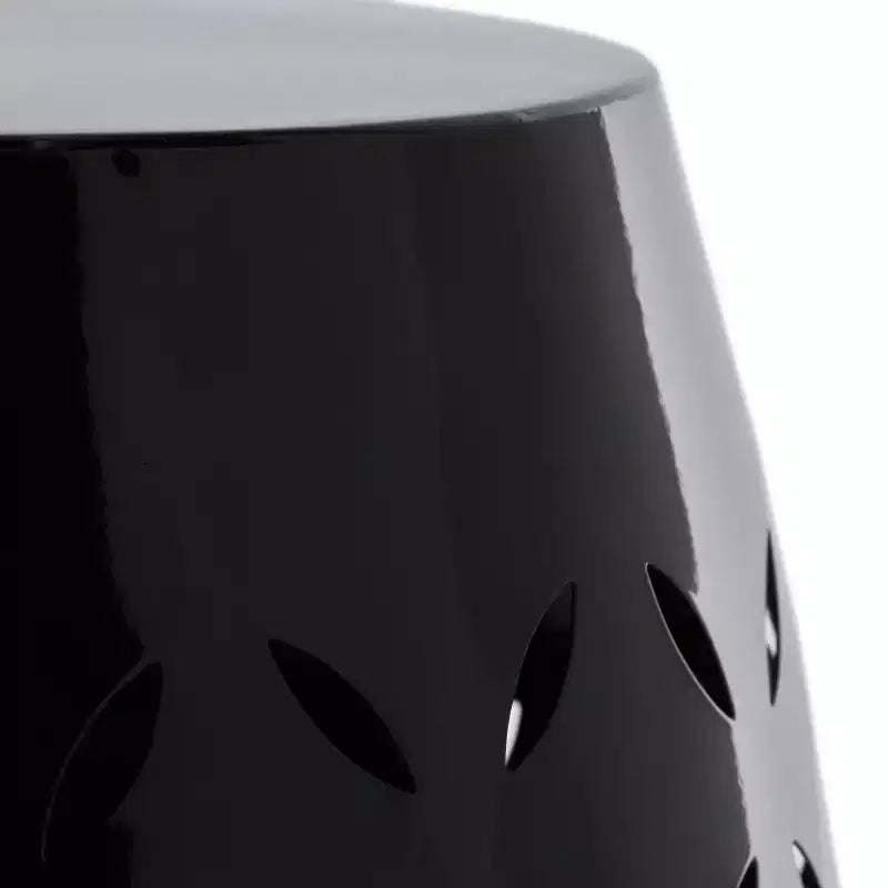 Table d'appoint cylindrique industrielle – Découpe laser tout métal, 30,5 cm x 45 cm (H), noire