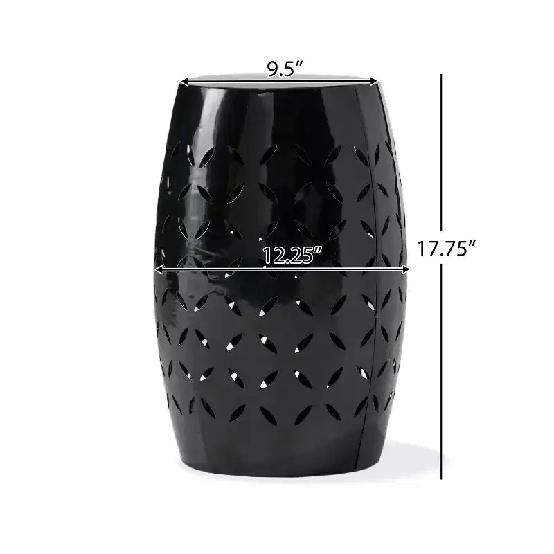 Table d'appoint cylindrique industrielle – Découpe laser tout métal, 30,5 cm x 45 cm (H), noire