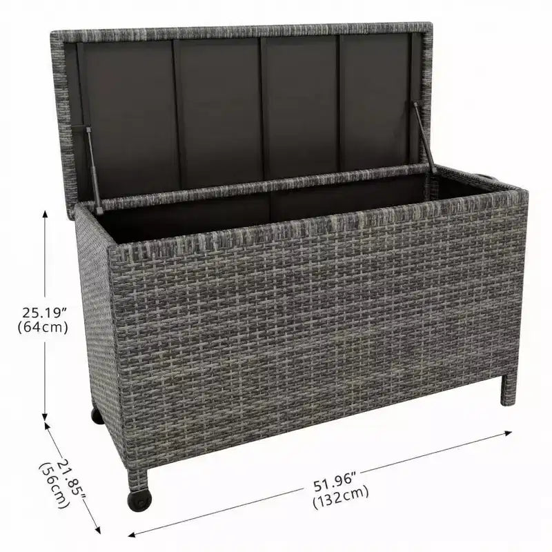 Coffre de rangement extérieur en résine tressée 125 gallons – Roues verrouillables, étanche, capacité de 227 kg