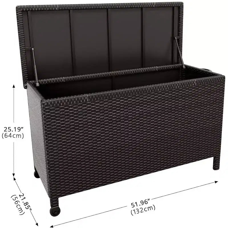 Coffre de rangement extérieur en résine tressée 125 gallons – Roues verrouillables, étanche, capacité de 227 kg
