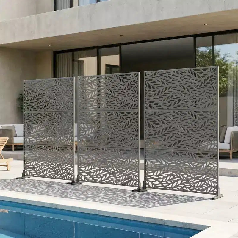 Brise-vue extérieur en métal – Panneaux de clôture autoportants et treillis décoratif pour jardin, terrasse et cour