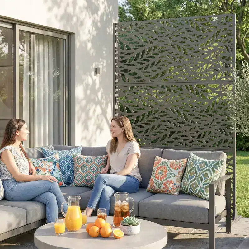 Brise-vue extérieur en métal – Panneaux de clôture autoportants et treillis décoratif pour jardin, terrasse et cour