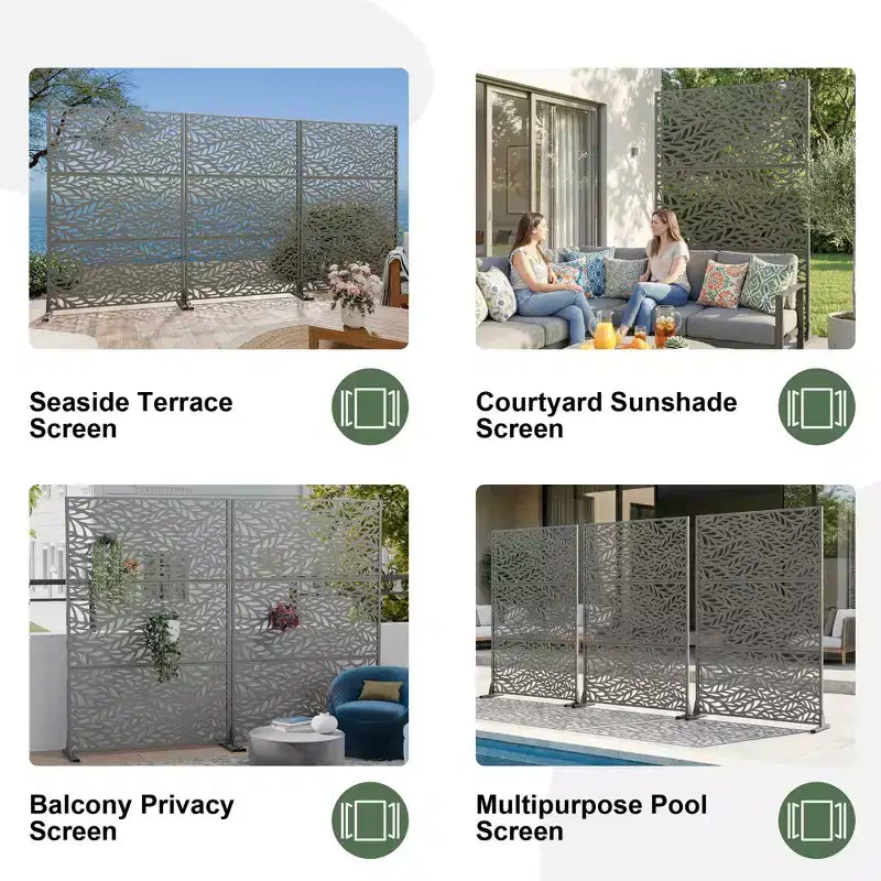 Brise-vue extérieur en métal – Panneaux de clôture autoportants et treillis décoratif pour jardin, terrasse et cour