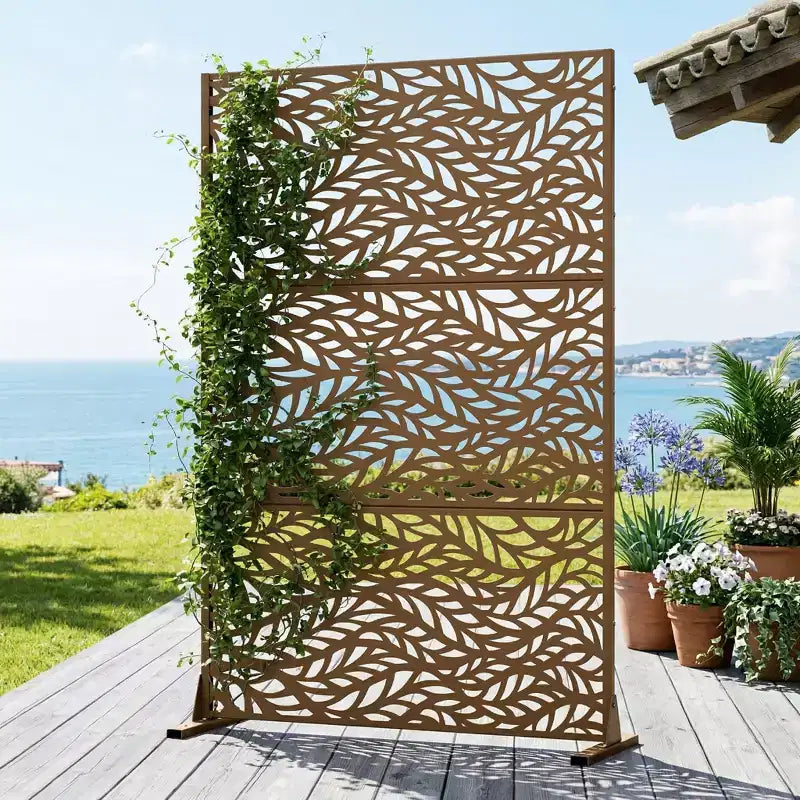 Brise-vue extérieur en métal – Panneaux de clôture autoportants et treillis décoratif pour jardin, terrasse et cour