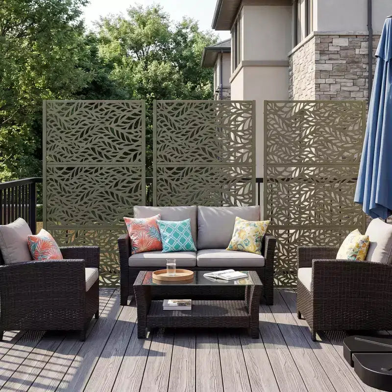 Brise-vue extérieur en métal – Panneaux de clôture autoportants et treillis décoratif pour jardin, terrasse et cour
