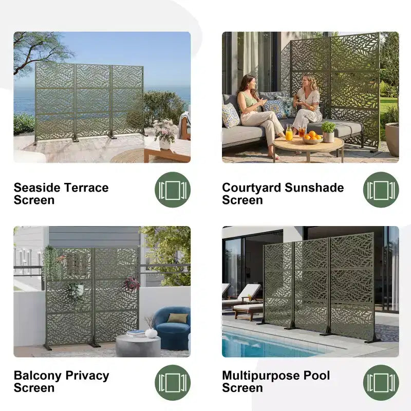 Brise-vue extérieur en métal – Panneaux de clôture autoportants et treillis décoratif pour jardin, terrasse et cour