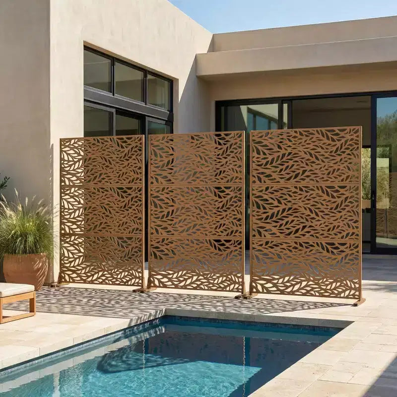 Brise-vue extérieur en métal – Panneaux de clôture autoportants et treillis décoratif pour jardin, terrasse et cour