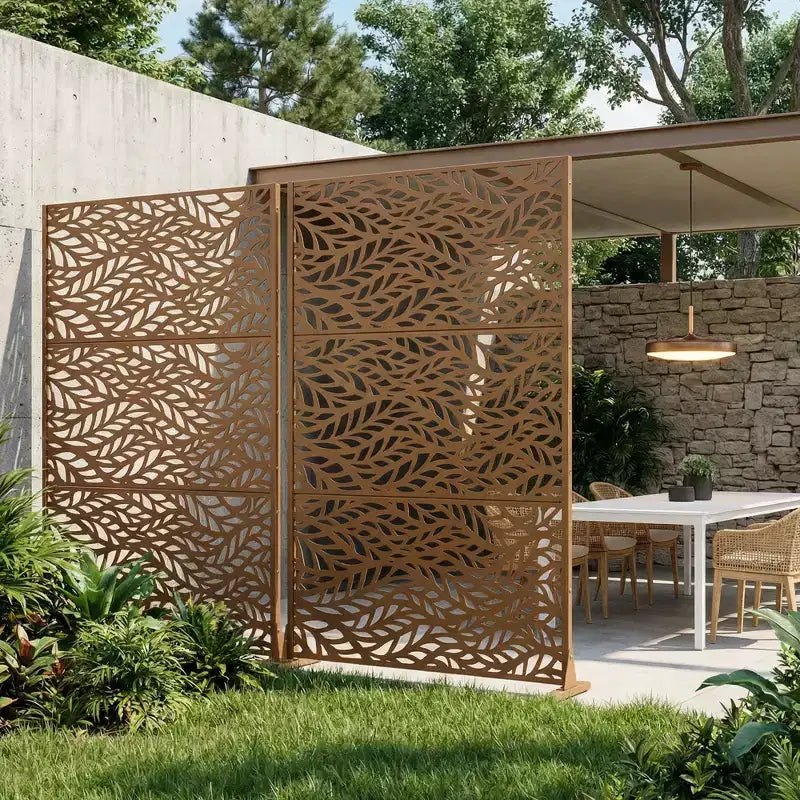 Brise-vue extérieur en métal – Panneaux de clôture autoportants et treillis décoratif pour jardin, terrasse et cour